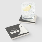 ブー幽霊パーソナライズされたハロウィンを覗く ストーンコースター (横)