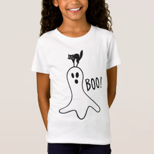 ブー幽霊ブラックキャットハロウィーン Tシャツ