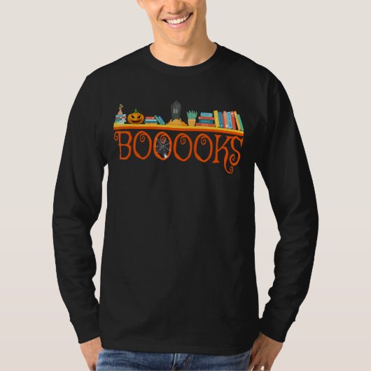 ブー幽霊ブー読ブブックライブラリー先生ハロ Tシャツ (正面)