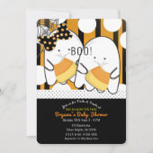 ブー幽霊ボーイガールツインズハロウィンベイビーシャワー 招待状 (正面)