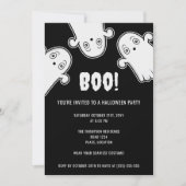 ブー幽霊不気味白黒ハローウィンパーティ 招待状 (正面)