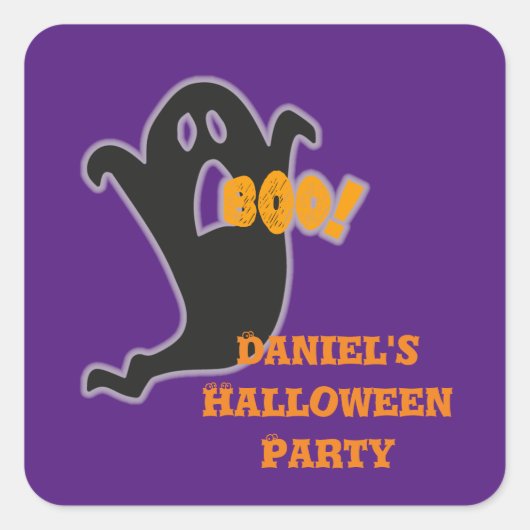 ブー幽霊名前をカスタムする スクエアシール (正面)