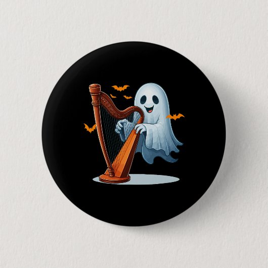 ブー幽霊遊ズハープハロウィーンミュージカル機器 缶バッジ (正面)