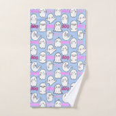 ブー感じ幽霊.b LブルーBG バスタオルセット (ハンドタオル)