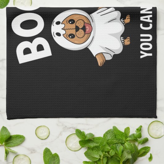 ブー犬や猫食べが可笑しいハロウィーン キッチンタオル (折り畳み)