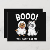 ブー犬や猫食べが可笑しいハロウィーン ポストカード (正面/裏面)