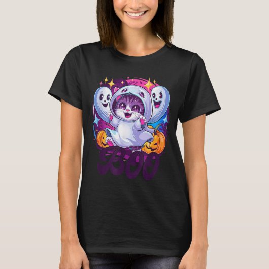 ブー猫おばけ Tシャツ (正面)