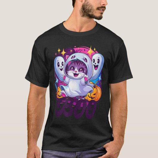 ブー猫おばけ Tシャツ (正面)