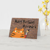 ブー猫、面白いキャラクタータイガー子供の誕生日 カード (黄色い花)