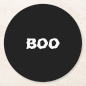 ブー白黒の不気味なハロウィーン ラウンドペーパーコースター (正面)