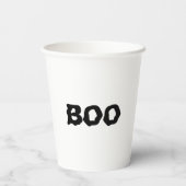 ブー白黒不気味なタイポグラフィ面白いハロウィーン 紙コップ (裏面)