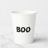 ブー白黒不気味なタイポグラフィ面白いハロウィーン 紙コップ (正面)