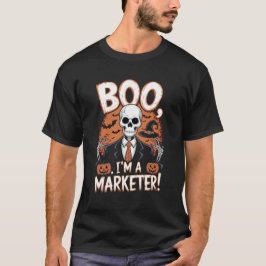 ブー私はマーケターのハロウィーンおもしろい Tシャツ