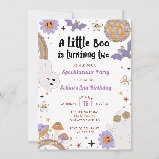 ブー第2誕生日我々の小さなブーは2回転している 招待状 (正面)