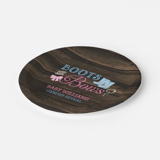 ブー素朴ツまたはボウズの性別がベビーシャワーを明かす ペーパープレート (アングル)