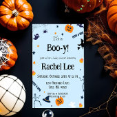 ブー色のライトブルーのハロウィーン男の赤ちゃん 招待状