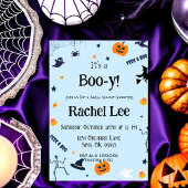 ブー色のライトブルーのハロウィーン男の赤ちゃん 招待状
