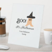 ブー苗字オレンジ幽霊からハロウィーン 台座サイン (インサイチュ)