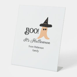 ブー苗字オレンジ幽霊からハロウィーン 台座サイン