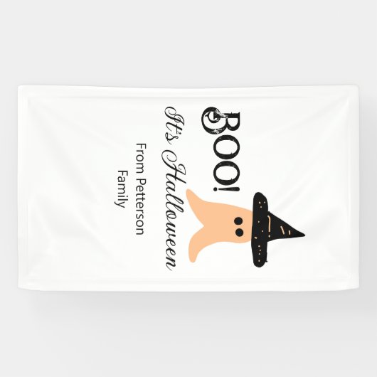 ブー苗字オレンジ幽霊からハロウィーン 横断幕 (横)