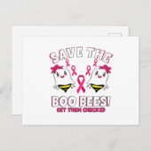 ブー蜂乳がん認識度ピンクリボン ポストカード (正面/裏面)