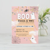 ブー誕生日テーマ |ハロウィーン秋ガール誕生日 招待状 (スタンド正面)