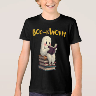 ブー読クワームもっと本の幽霊読ハロウィーン トライブレンドＴシャツ