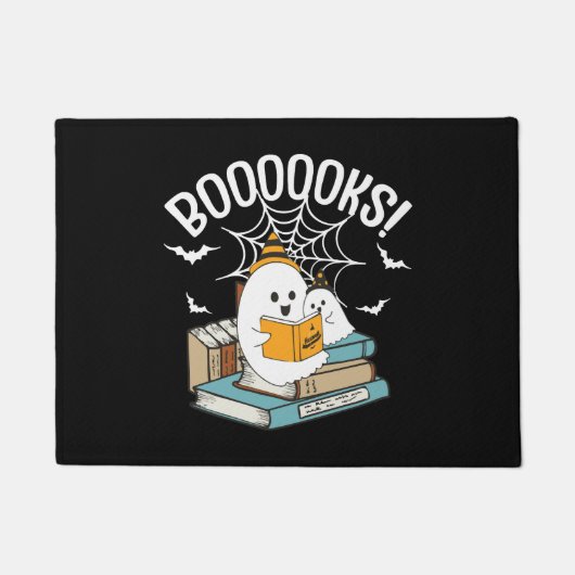 ブー読ク幽霊ブックハロウィンおもしろい読ズ ドアマット (正面)