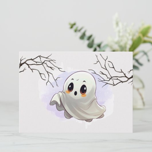 ブー赤ちゃんシャワーハロウィーンをテーマとしたかわいいパーティー サンキューカード (スタンド正面)