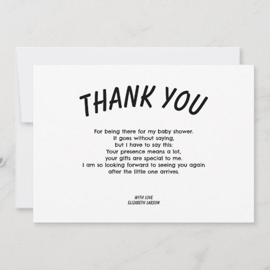 ブー赤ちゃんシャワーハロウィーンをテーマとしたかわいいパーティー サンキューカード (裏面)