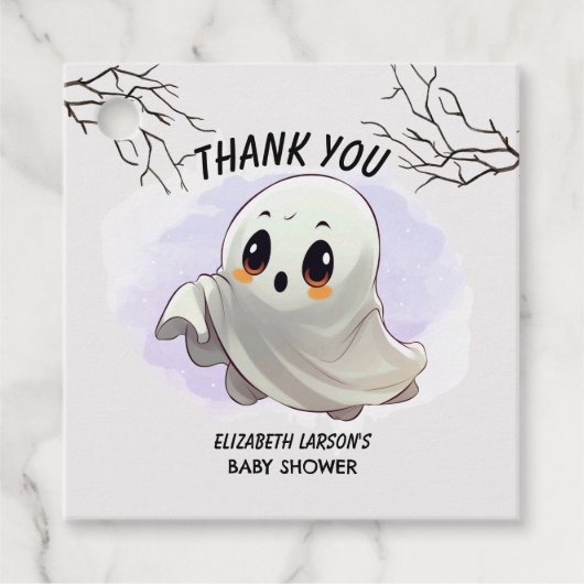 ブー赤ちゃんシャワーハロウィーンをテーマとしたかわいいパーティー フェイバータグ (正面)