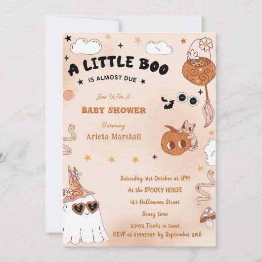 ブー赤ちゃんシャワー私たちの小さなブーはほとんどが原因 招待状 (正面)