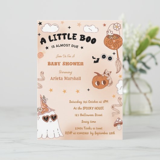 ブー赤ちゃんシャワー私たちの小さなブーはほとんどが原因 招待状 (スタンド正面)