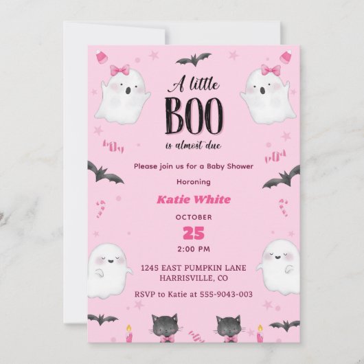 ブー赤ちゃんシャワー私たちの小さなブーはほとんどが原因 招待状 (正面)