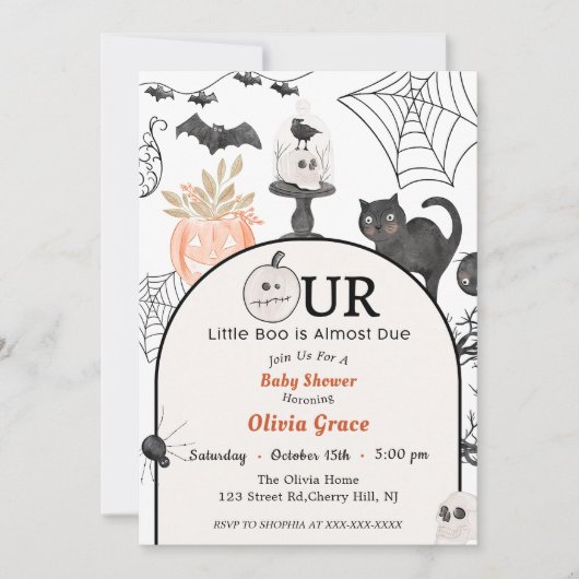 ブー赤ちゃんシャワー私たちの小さなブーはほとんどが原因 招待状 (正面)