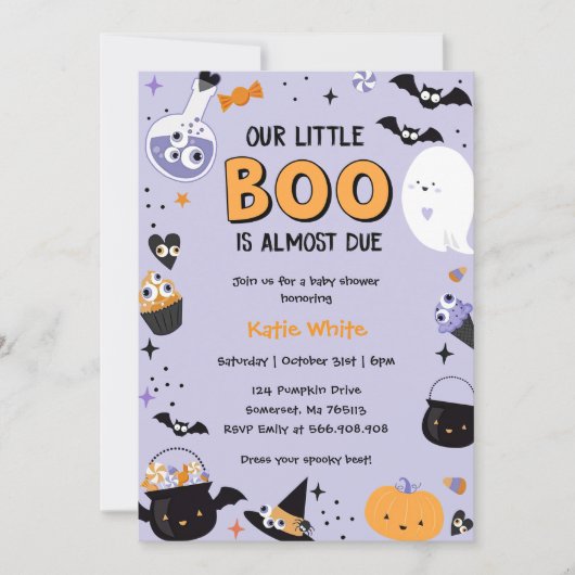 ブー赤ちゃんシャワー私たちの小さなブーはほとんどが原因 招待状 (正面)