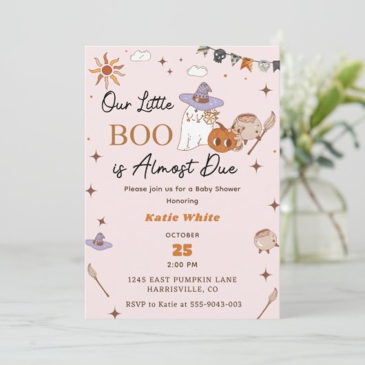 ブー赤ちゃんシャワー私たちの小さなブーはほとんどが原因 招待状 (スタンド正面)