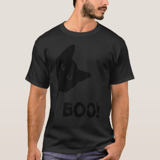 ブー隠しピーカブー怖いハロウィーン猫 Tシャツ