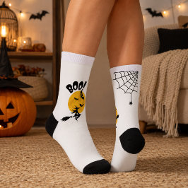 ブー魔女、コウモリ、満月のハロウィンクルーズソックス ソックス