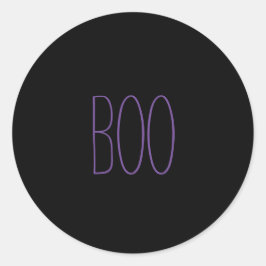 ブー黒い紫色の不気味な手書きハロウィーン ラウンドシール