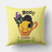 ブー黒猫、怖いカボチャのコーヒーハロウィーン クッション (裏面)
