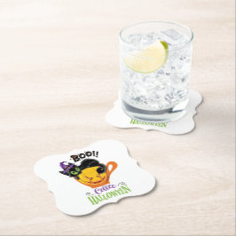 ブー黒猫、怖いカボチャのコーヒーハロウィーン ペーパーコースター