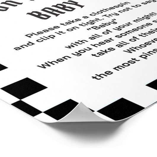 ブー「おもしろいベビーを言わない」赤ちゃんシャワーゲーム ポスター (角)