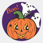 ブー！お得前だ！と小さなハロウィーンの幽霊たち ラウンドシール (正面)