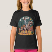 ブー!お菓子を持ったスケルトンの恐竜ライダー Tシャツ (正面)