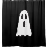 ブー！かわいいおばけのハロウィン ブラック ホワイト シャワーカーテン (正面)
