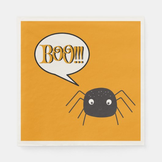 ブー！かわいいスパイダーカボチャのオレンジ スタンダードランチョンナプキン (正面)
