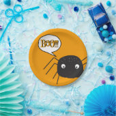 ブー！かわいいスパイダーカボチャのオレンジ ペーパープレート (パーティー)