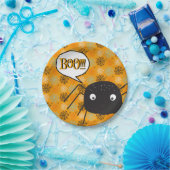 ブー！かわいいスパイダーカボチャのスパイダーくもの巣 パターン（の模様が）ある ペーパープレート (パーティー)