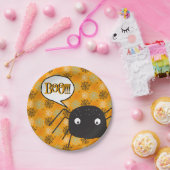 ブー！かわいいスパイダーカボチャのスパイダーくもの巣 パターン（の模様が）ある ペーパープレート (パーティー)